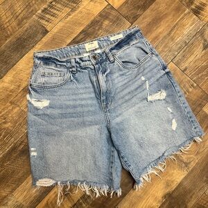 Cotton On Faded Blue Distressed Relaxed Denim shorts